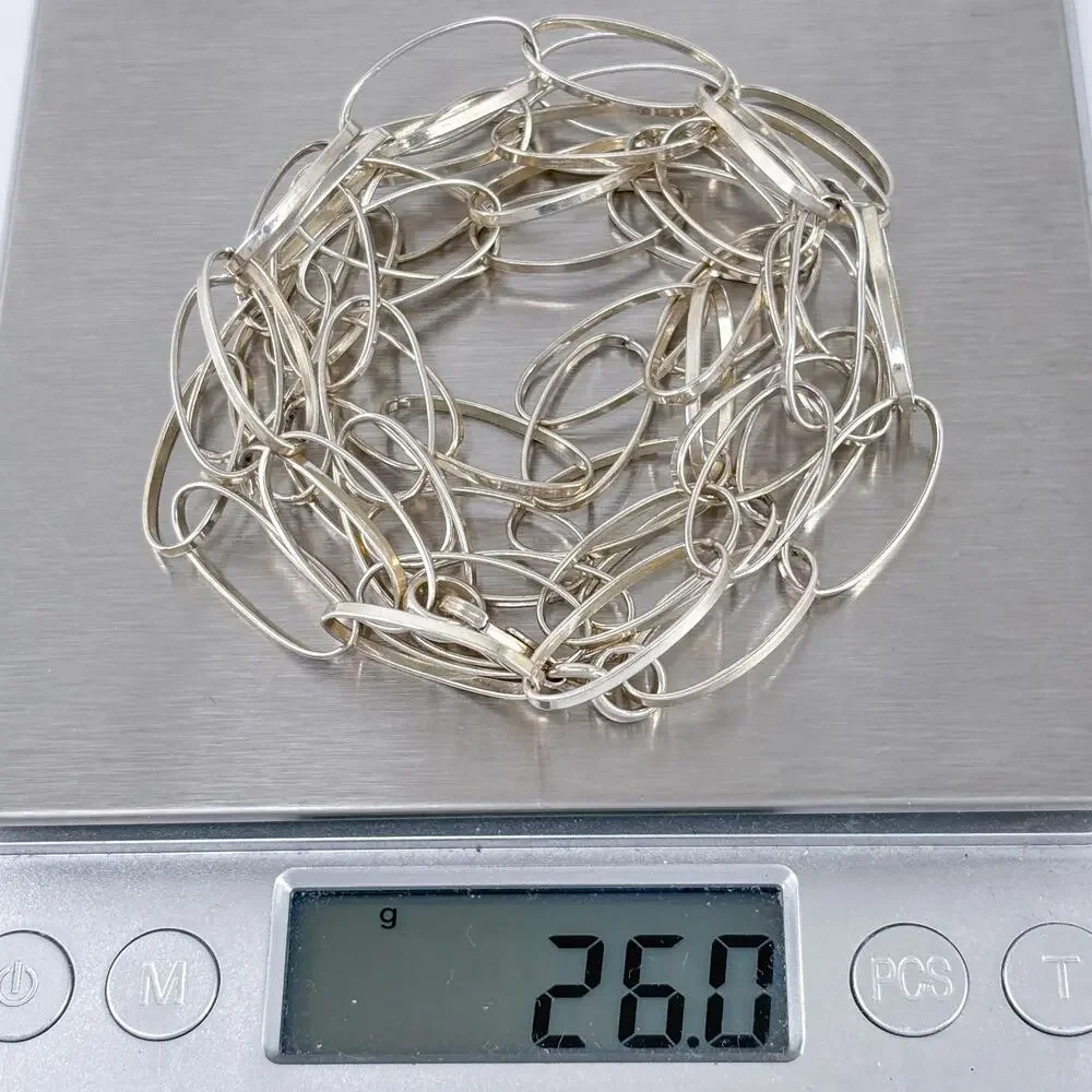 Vintage Sterling Silver 925 Oval Link Statement Necklace | 44